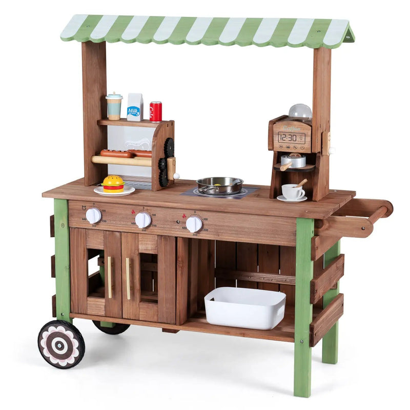 Wooden Grocery Store Playset with Wheels for Kids by DirectDeals