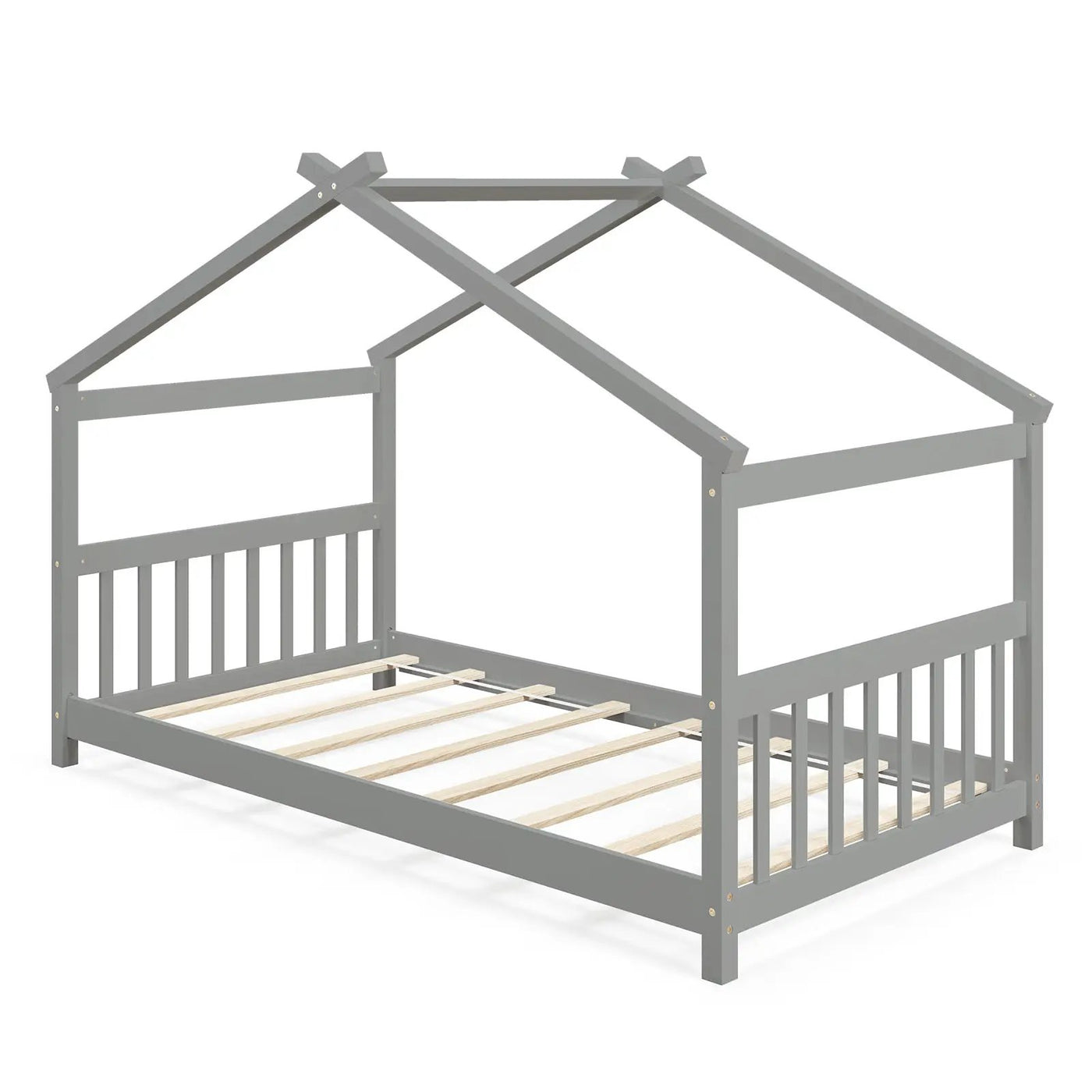 Twin Size Wooden House Bed with Roof by DirectDeals