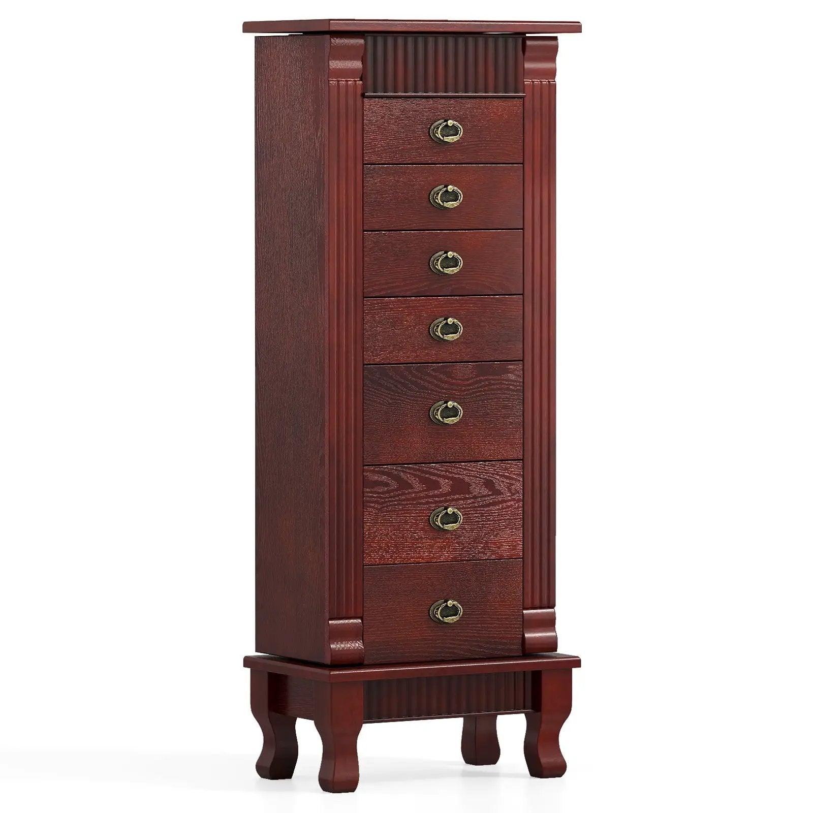 Wooden Jewelry Armoire Cabinet Storage Chest with Drawers and Swing Doors by DirectDeals