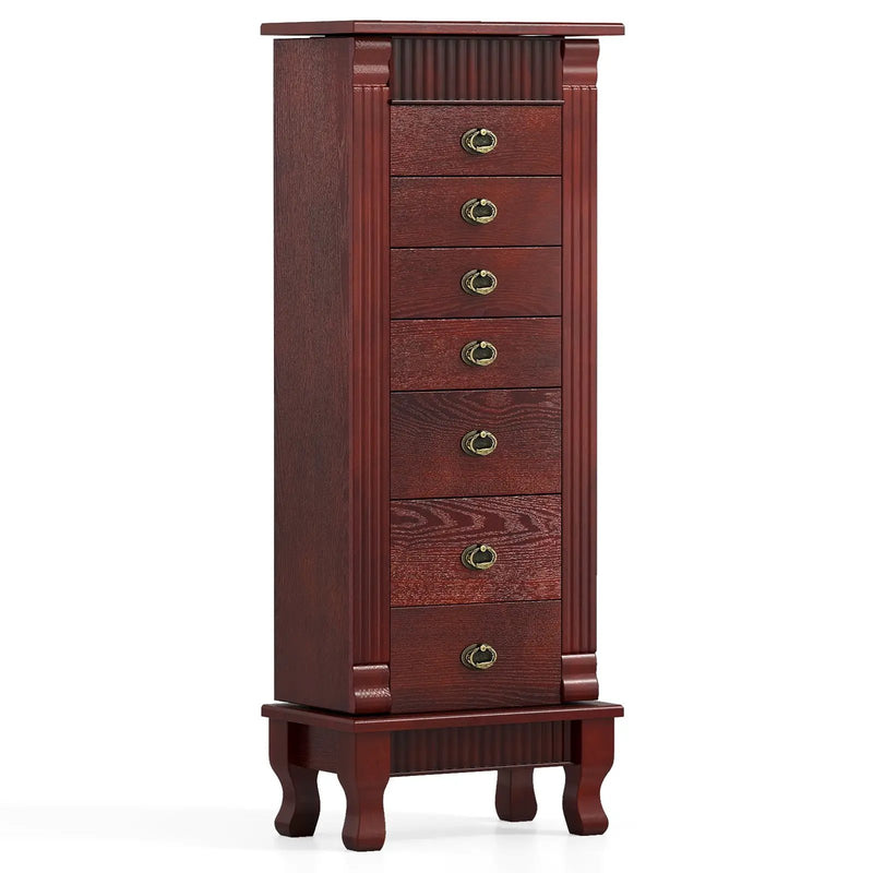 Wooden Jewelry Armoire Cabinet Storage Chest with Drawers and Swing Doors by DirectDeals