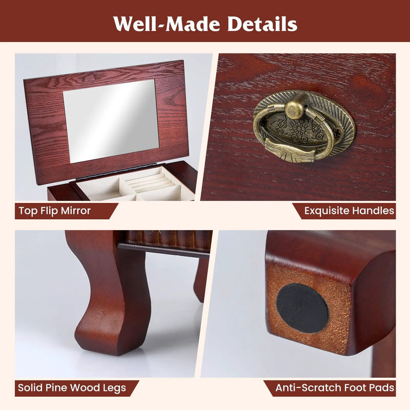 Wooden Jewelry Armoire Cabinet Storage Chest with Drawers and Swing Doors by DirectDeals