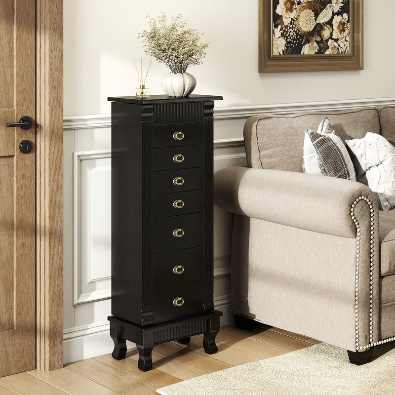 Wooden Jewelry Armoire Cabinet Storage Chest with Drawers and Swing Doors by DirectDeals
