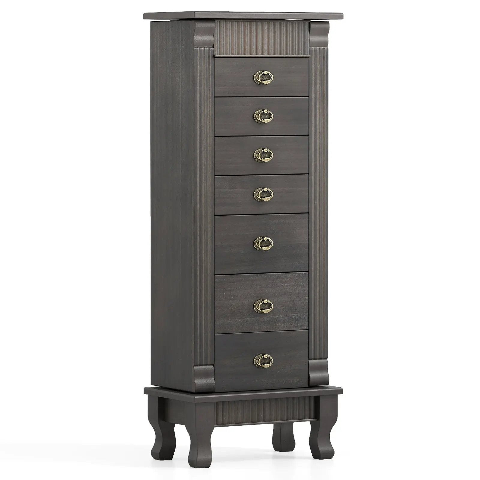 Wooden Jewelry Armoire Cabinet Storage Chest with Drawers and Swing Doors by DirectDeals