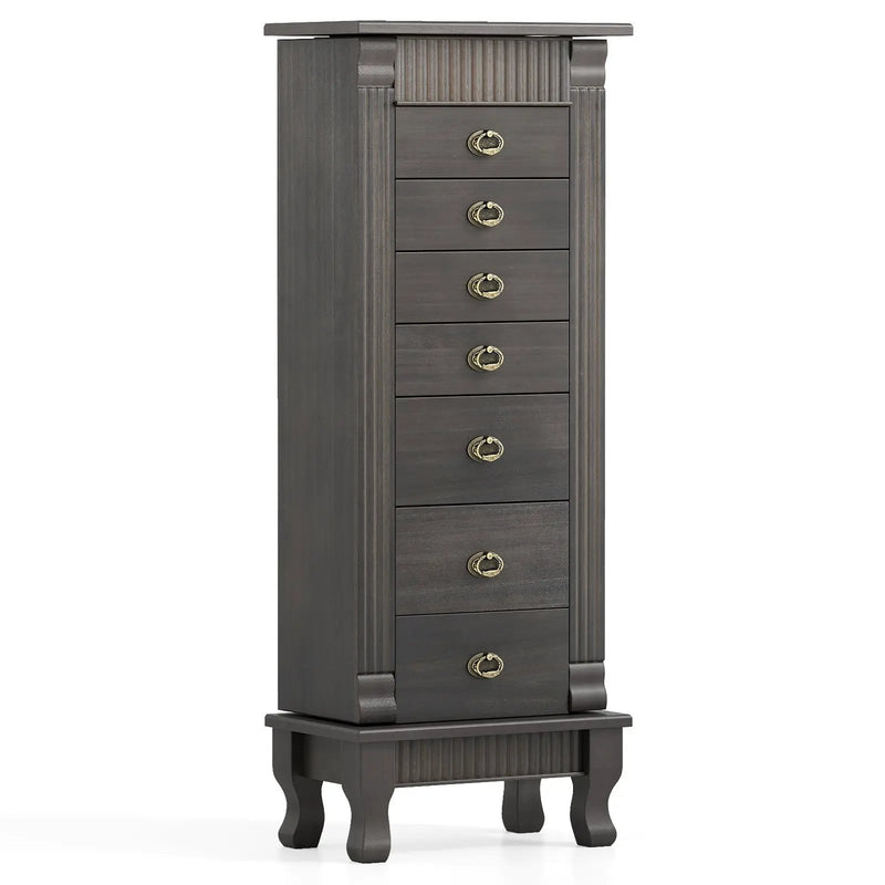 Wooden Jewelry Armoire Cabinet Storage Chest with Drawers and Swing Doors by DirectDeals