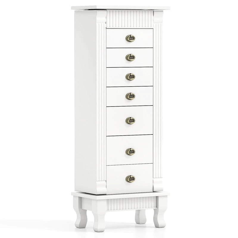 Wooden Jewelry Armoire Cabinet Storage Chest with Drawers and Swing Doors by DirectDeals