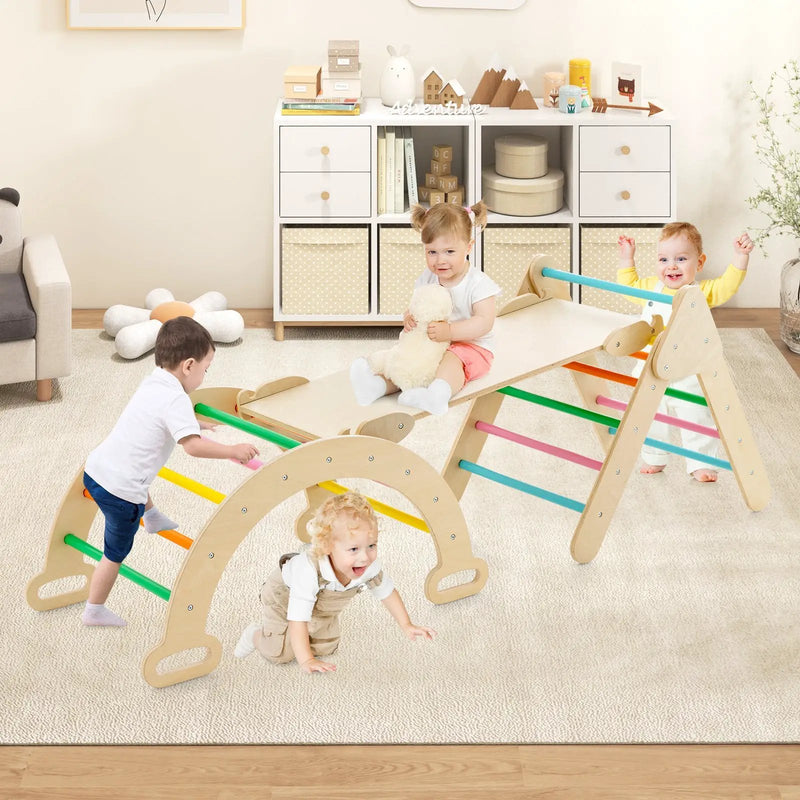 5-in-1 Wooden Kids Climber Toys with Triangle Arch Ramp by DirectDeals