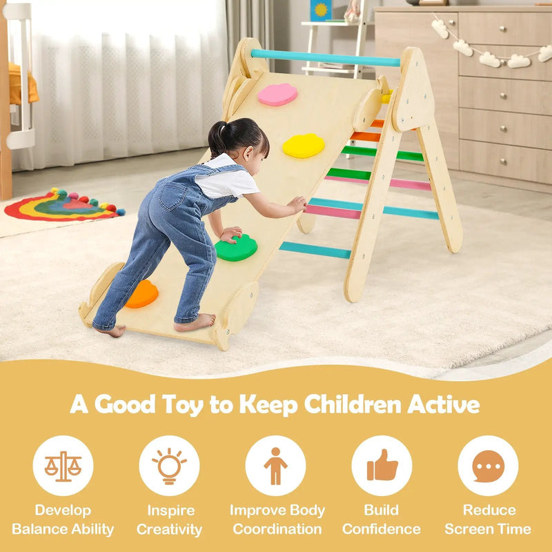 5-in-1 Wooden Kids Climber Toys with Triangle Arch Ramp by DirectDeals