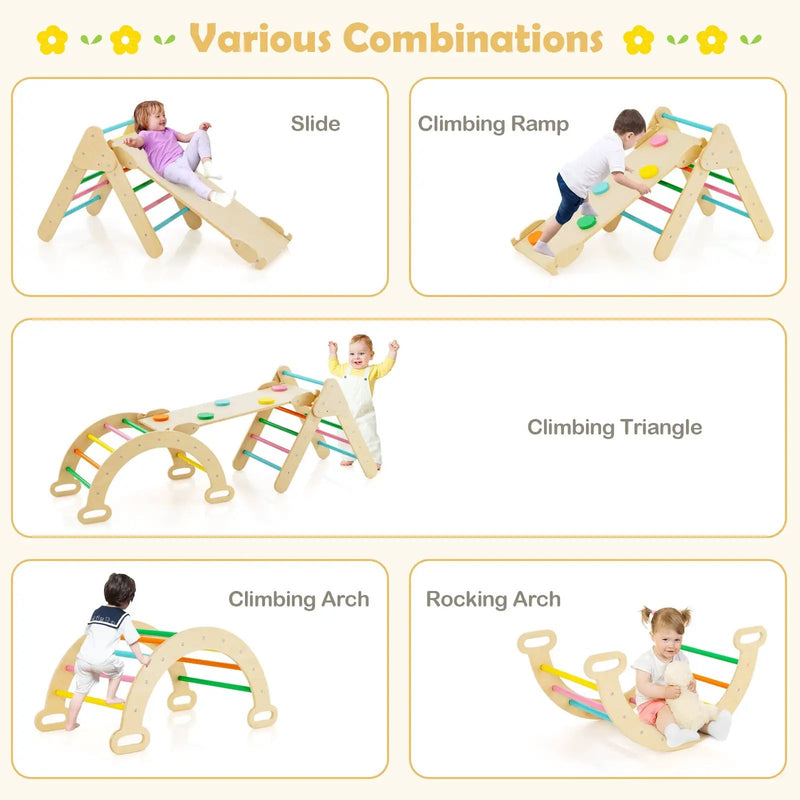 5-in-1 Wooden Kids Climber Toys with Triangle Arch Ramp by DirectDeals