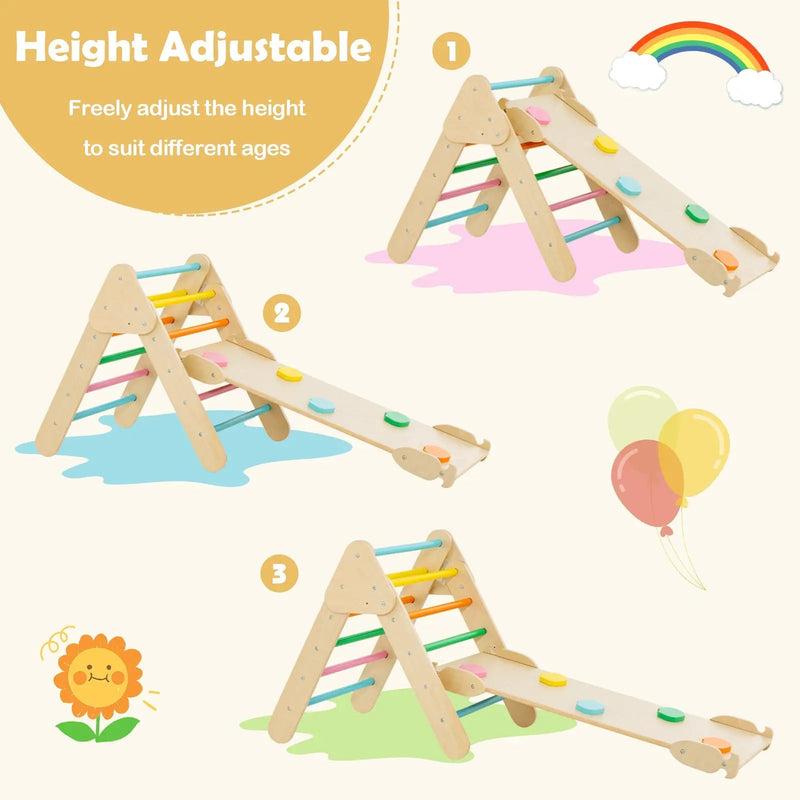 5-in-1 Wooden Kids Climber Toys with Triangle Arch Ramp by DirectDeals