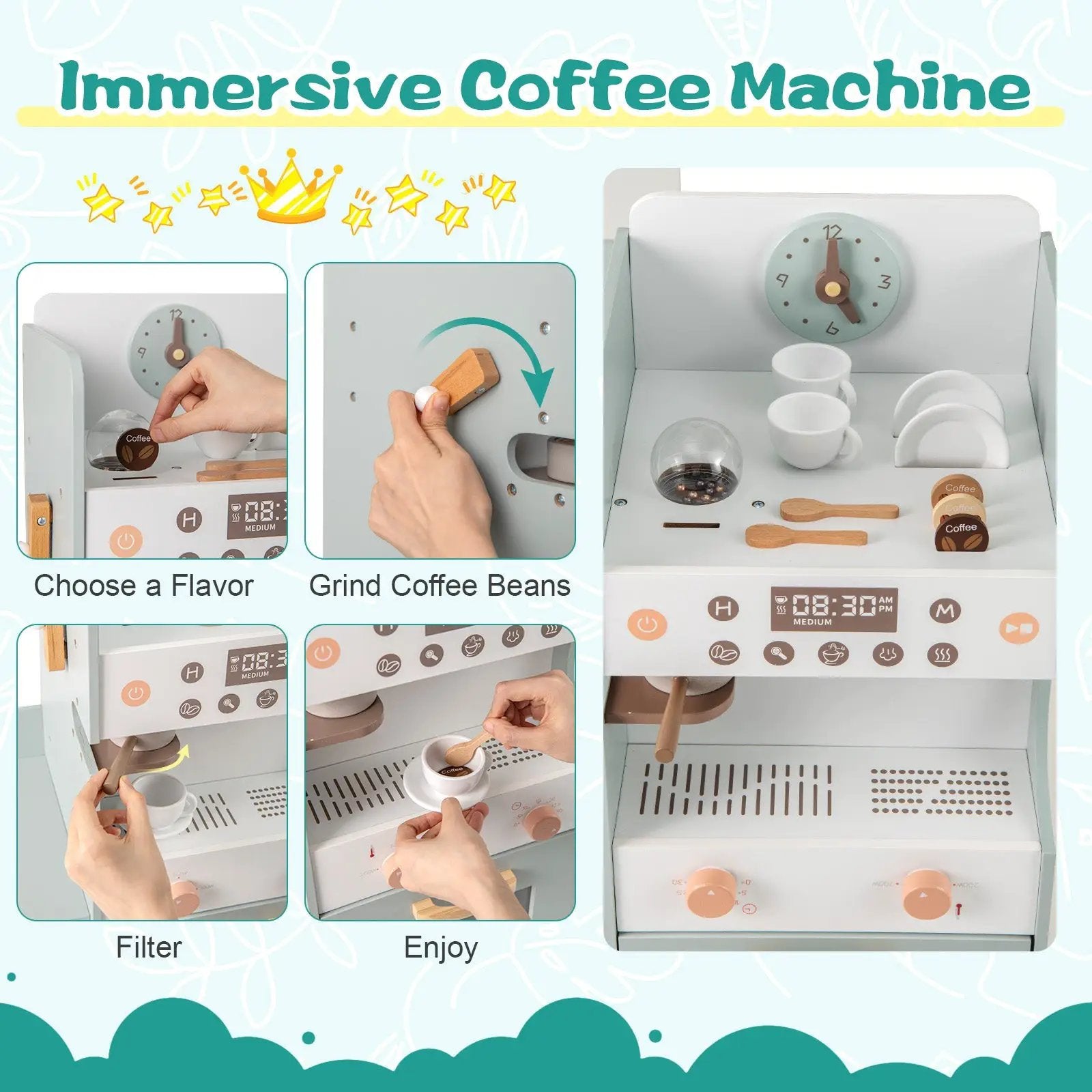 Wooden Kids Grocery Store Playset Pretend Play Supermarket-Green by DirectDeals