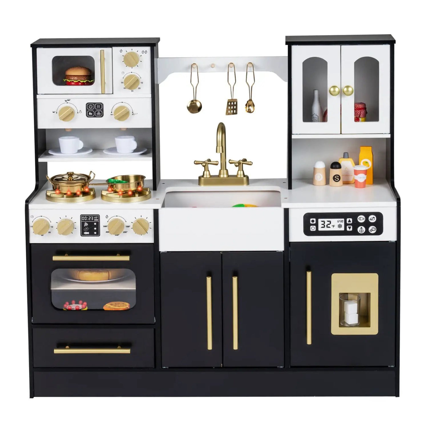 Wooden Kids Kitchen Playset with Realistic Lights and Sounds by DirectDeals