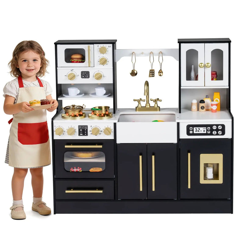 Wooden Kids Kitchen Playset with Realistic Lights and Sounds by DirectDeals