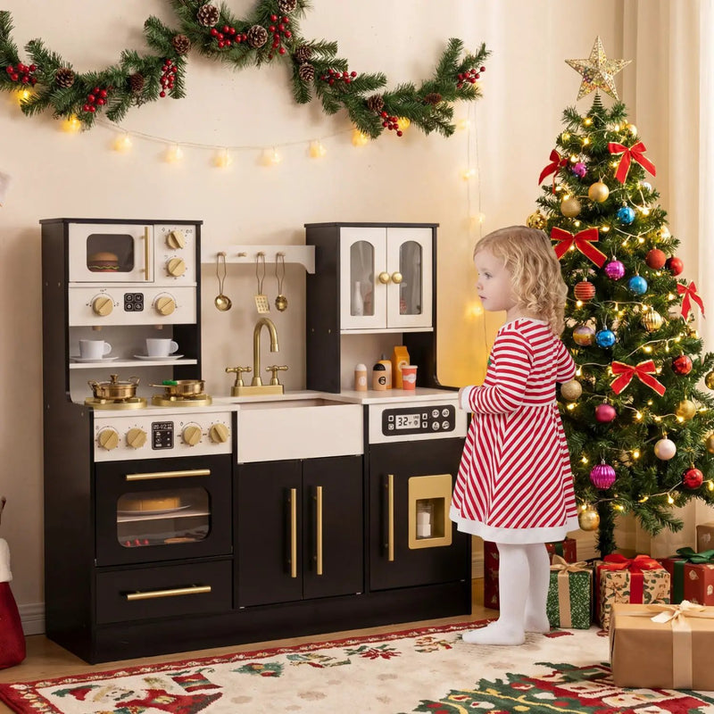 Wooden Kids Kitchen Playset with Realistic Lights and Sounds by DirectDeals