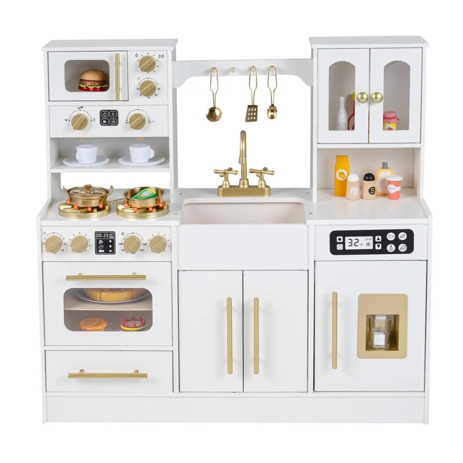 Wooden Kids Kitchen Playset with Realistic Lights and Sounds by DirectDeals