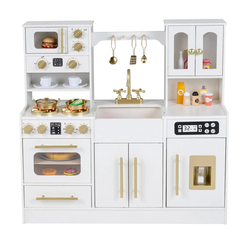 Wooden Kids Kitchen Playset with Realistic Lights and Sounds by DirectDeals