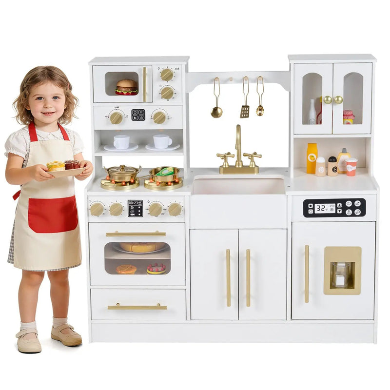 Wooden Kids Kitchen Playset with Realistic Lights and Sounds by DirectDeals