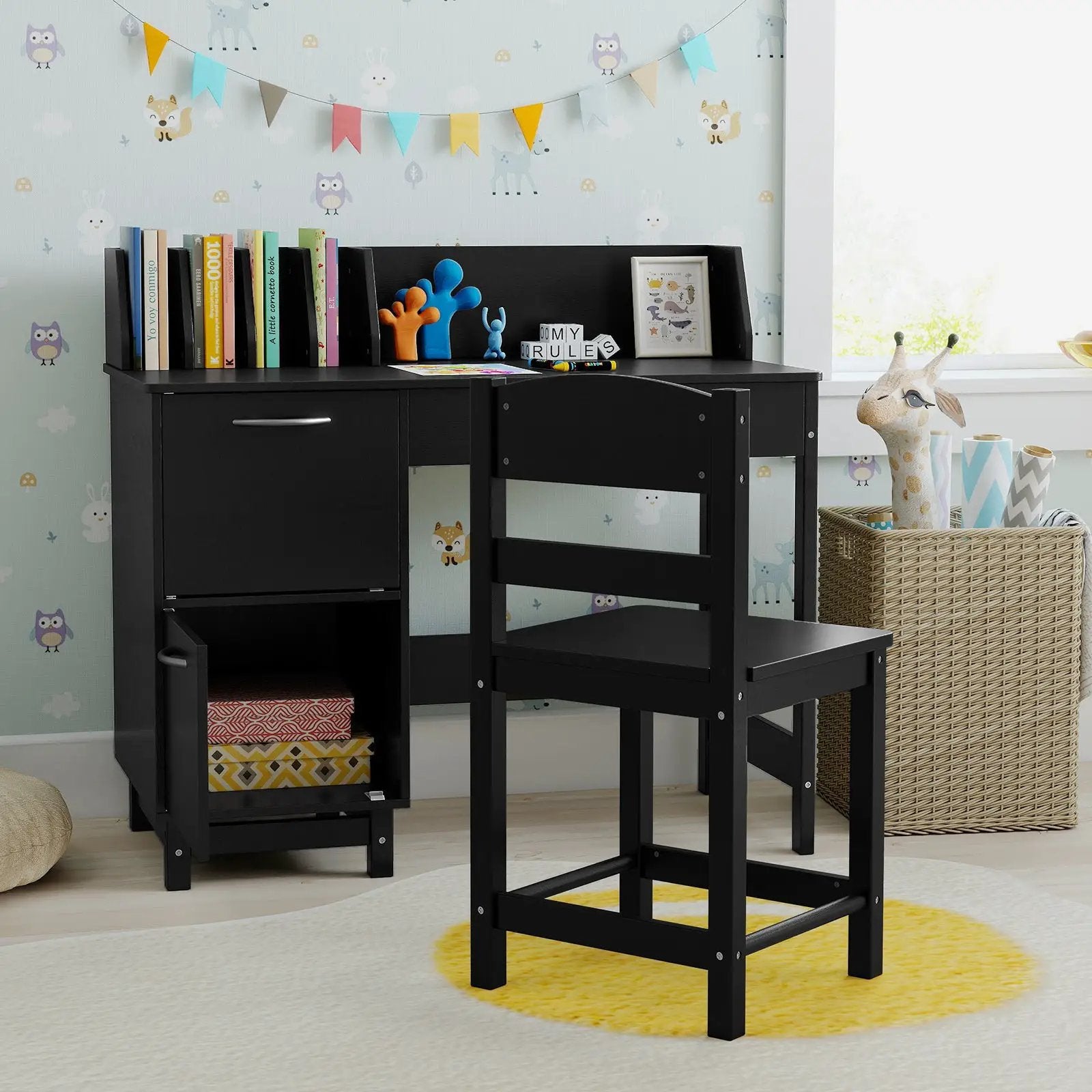 Wooden Kids Study Desk and Chair Set Student Workstation by DirectDeals