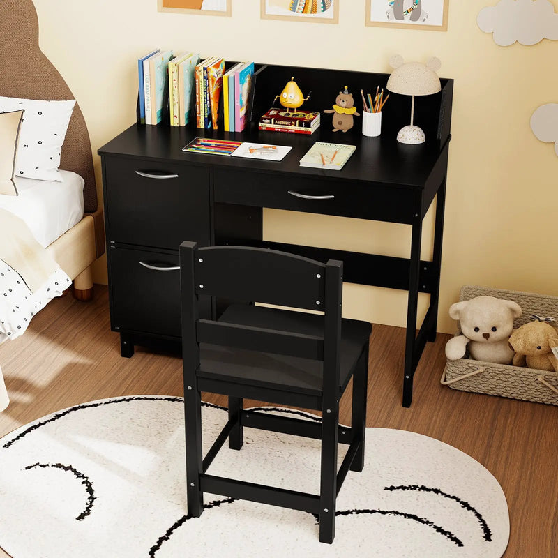 Wooden Kids Study Desk and Chair Set Student Workstation by DirectDeals