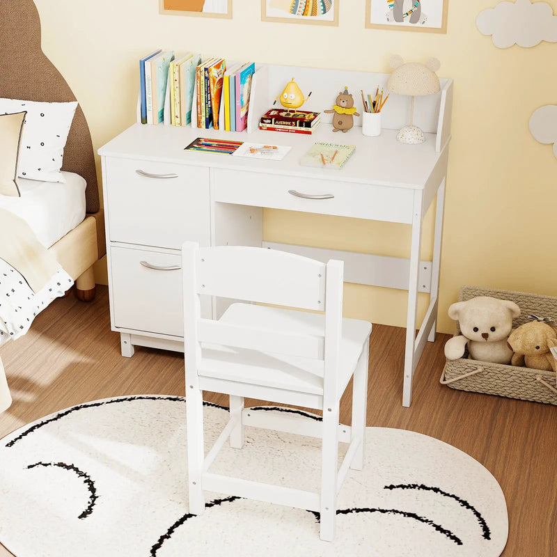 Wooden Kids Study Desk and Chair Set Student Workstation by DirectDeals
