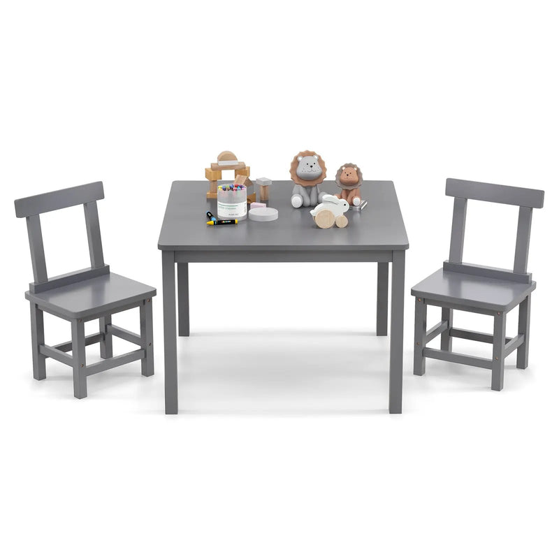 Wooden Kids Table and 2 Chairs Set with Anti-slip Foot Pads by DirectDeals