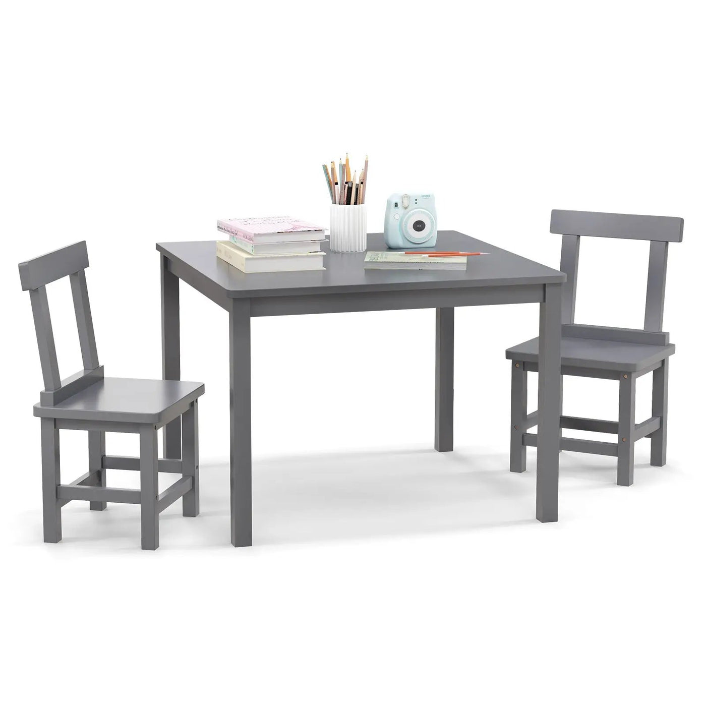 Wooden Kids Table and 2 Chairs Set with Anti-slip Foot Pads by DirectDeals
