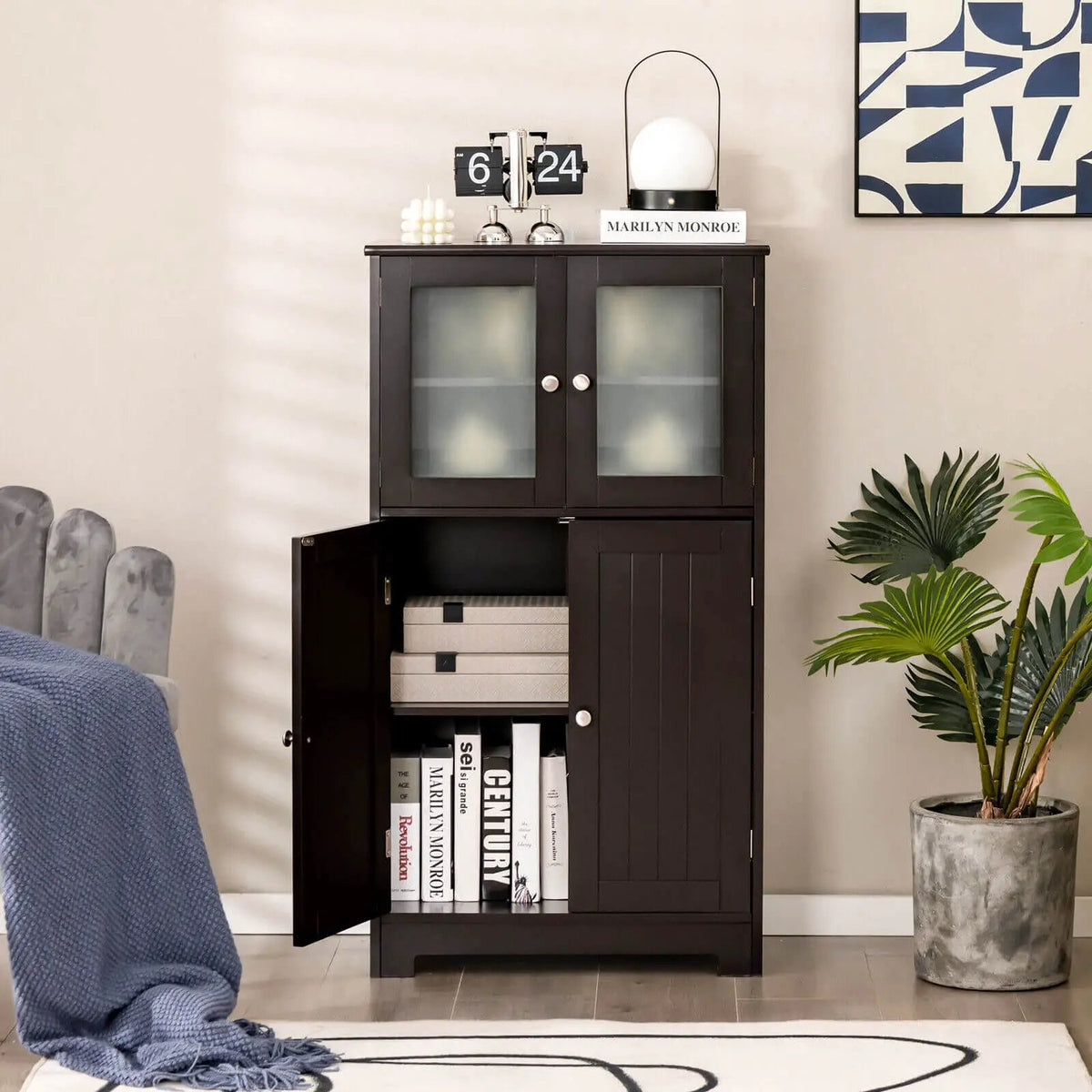 Bathroom Floor Storage Locker Kitchen Cabinet with Doors and Adjustable Shelf by DirectDeals