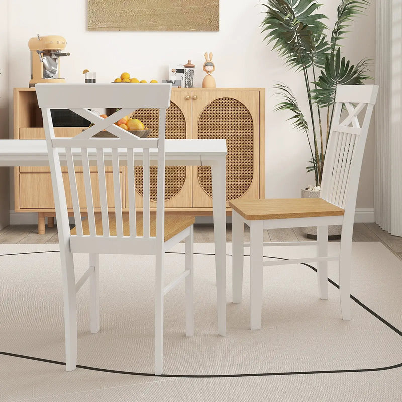 Wooden Kitchen Dining Chair Set of 2 with Rubber Wood Frame-Natural by DirectDeals
