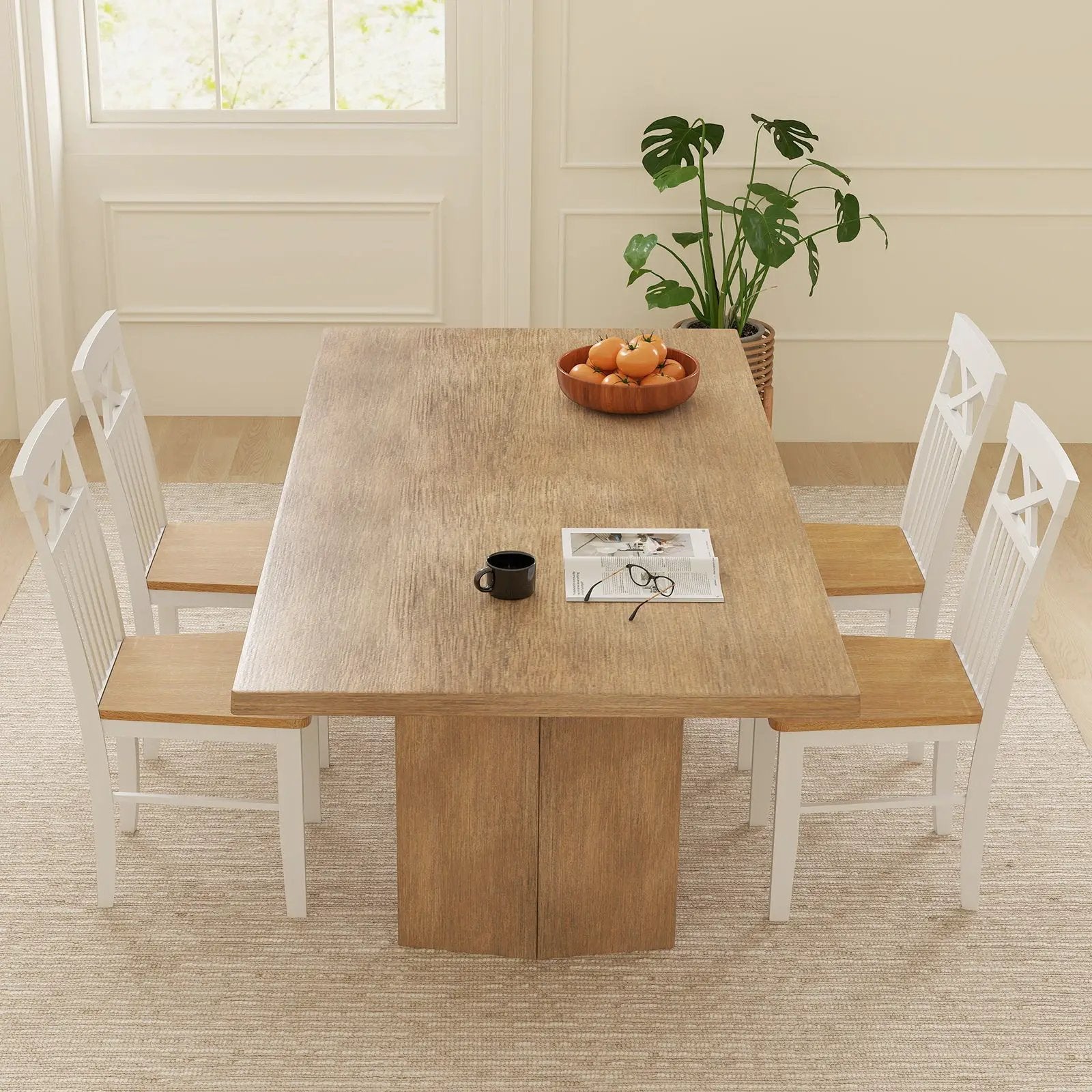 Wooden Kitchen Dining Chair Set of 2 with Rubber Wood Frame-Natural by DirectDeals
