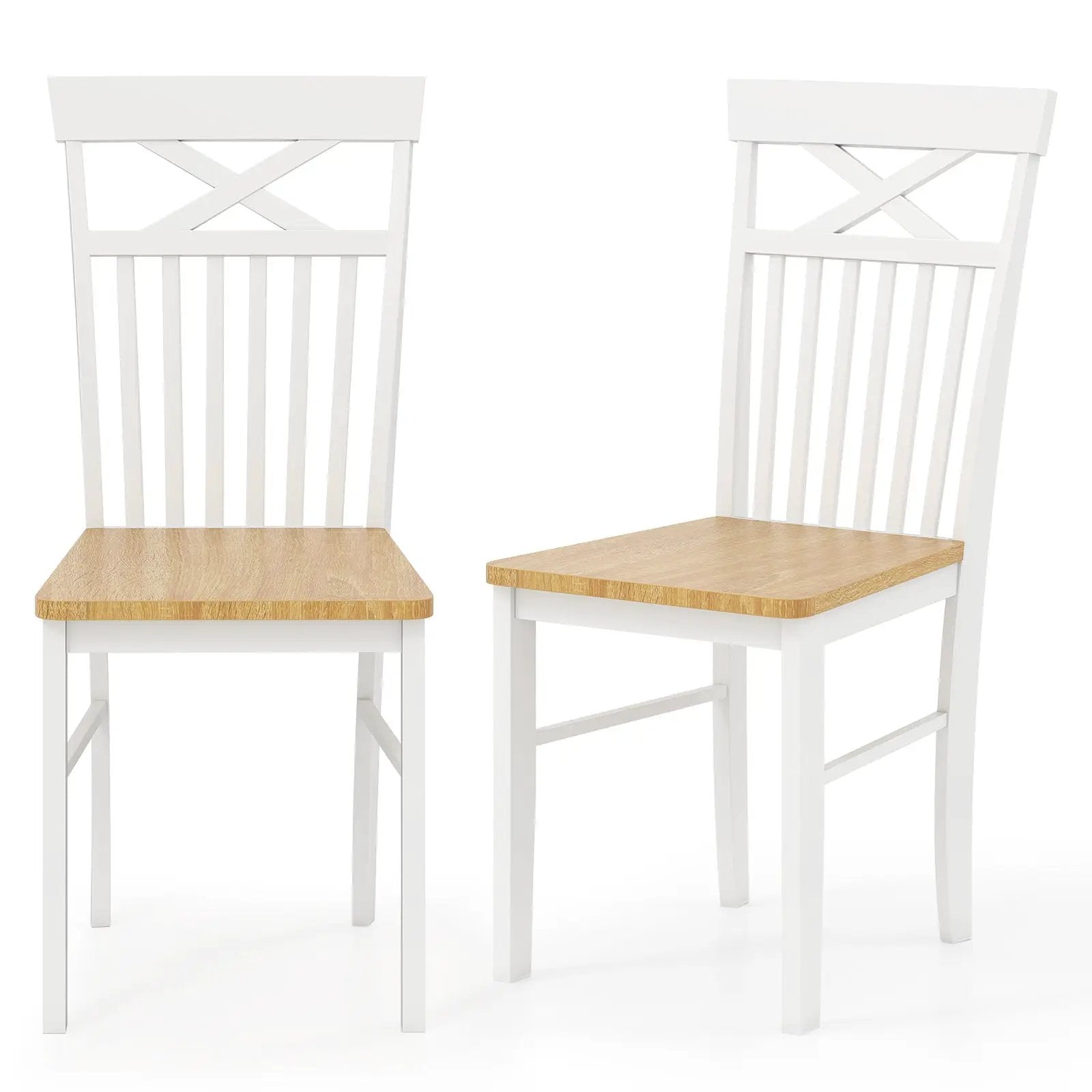 Wooden Kitchen Dining Chair Set of 2 with Rubber Wood Frame-Natural by DirectDeals