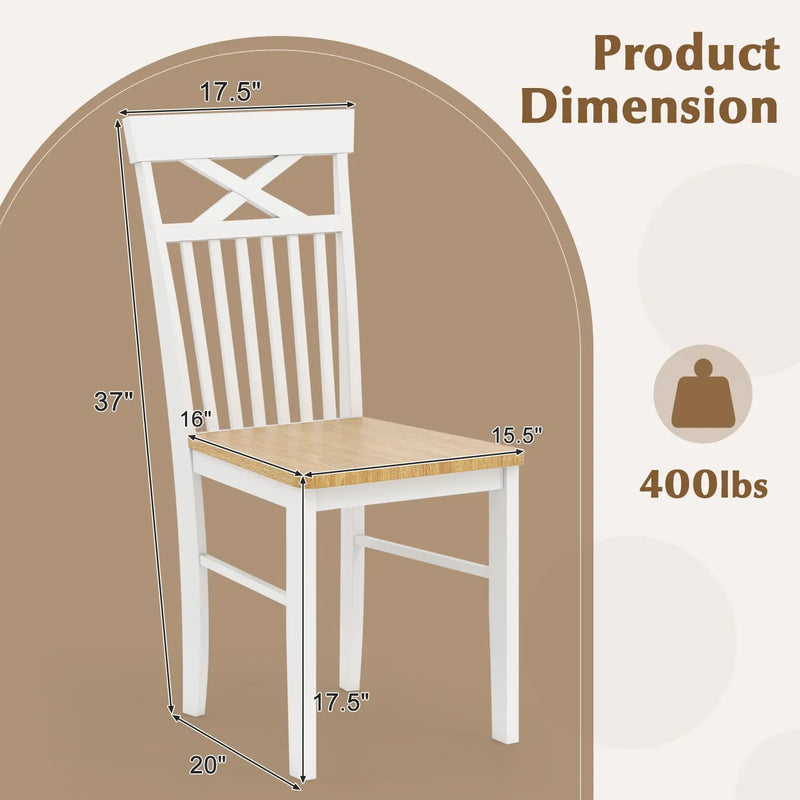 Wooden Kitchen Dining Chair Set of 2 with Rubber Wood Frame-Natural by DirectDeals
