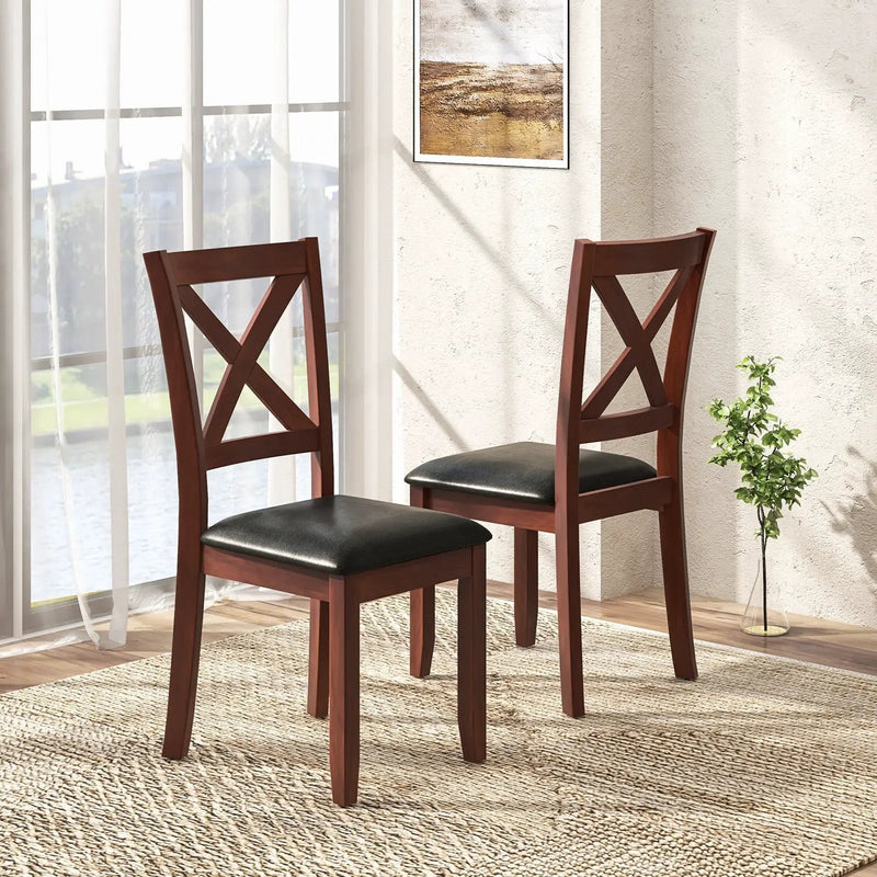 Set of 2 Wooden Kitchen Dining Chair with Padded Seat and Rubber Wood Legs-Black by DirectDeals