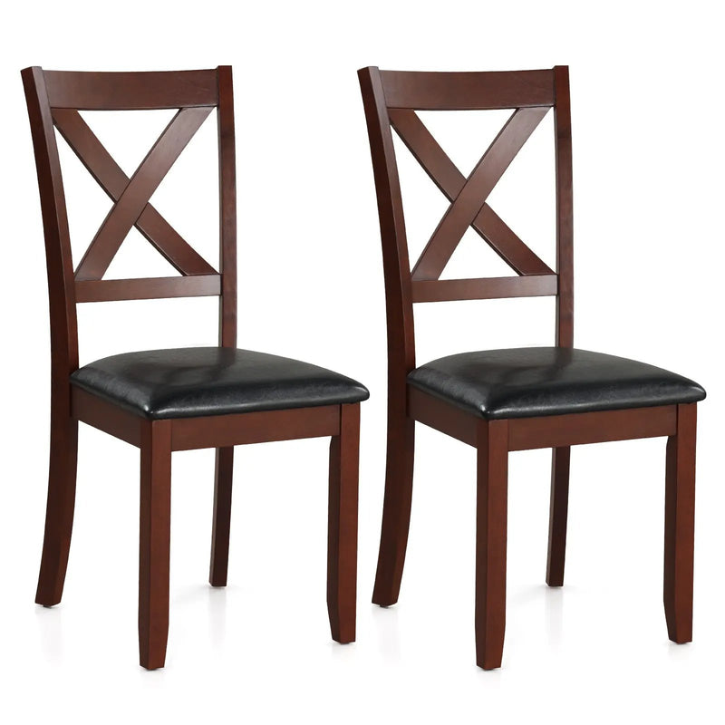 Set of 2 Wooden Kitchen Dining Chair with Padded Seat and Rubber Wood Legs-Black by DirectDeals