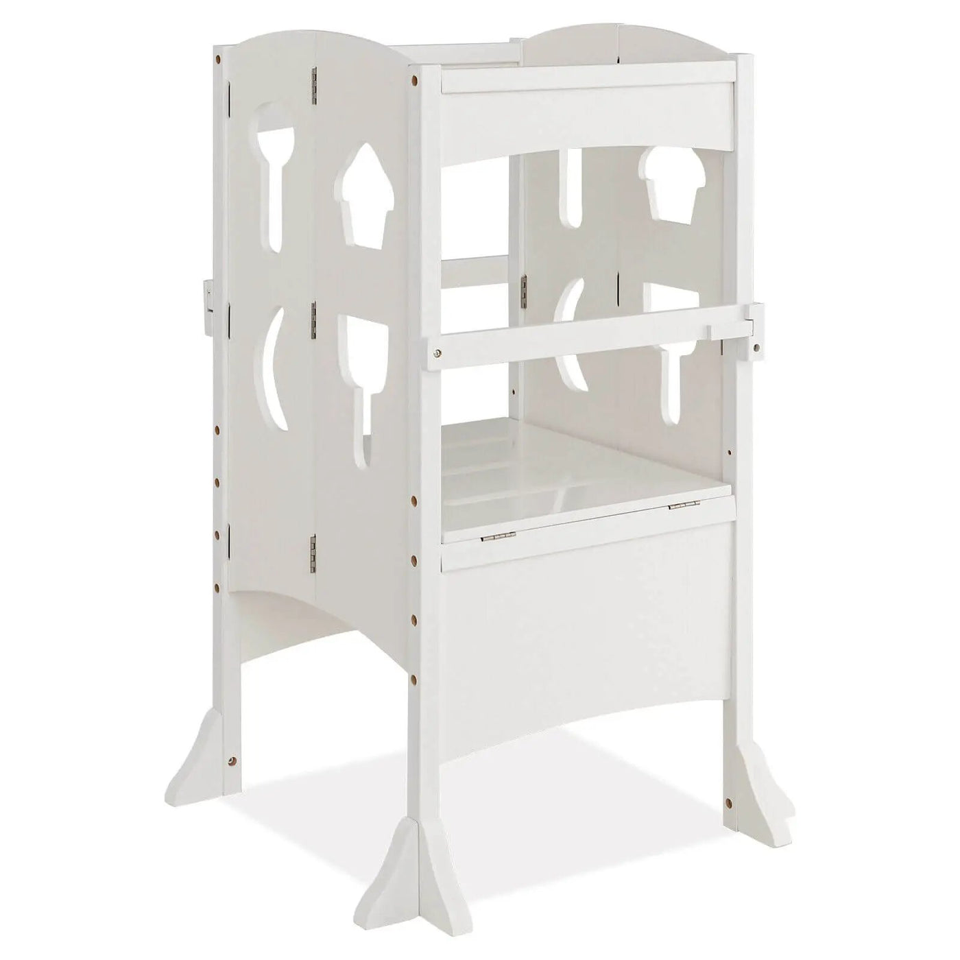 Folding Wooden Step Stool with Lockable Safety Rail for Toddler 3+ by DirectDeals