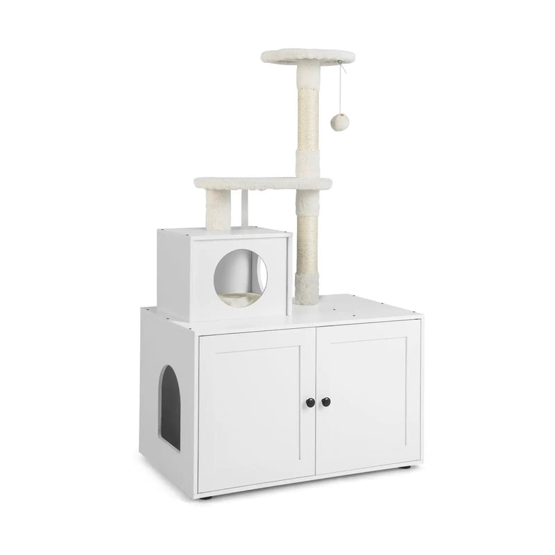 Cat Tree with Litter Box Enclosure with Cat Condo by DirectDeals