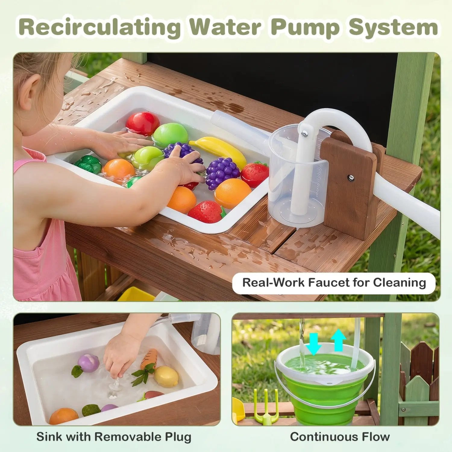 Wooden Mud Farm Playset with Planter Box and Water Pump by DirectDeals