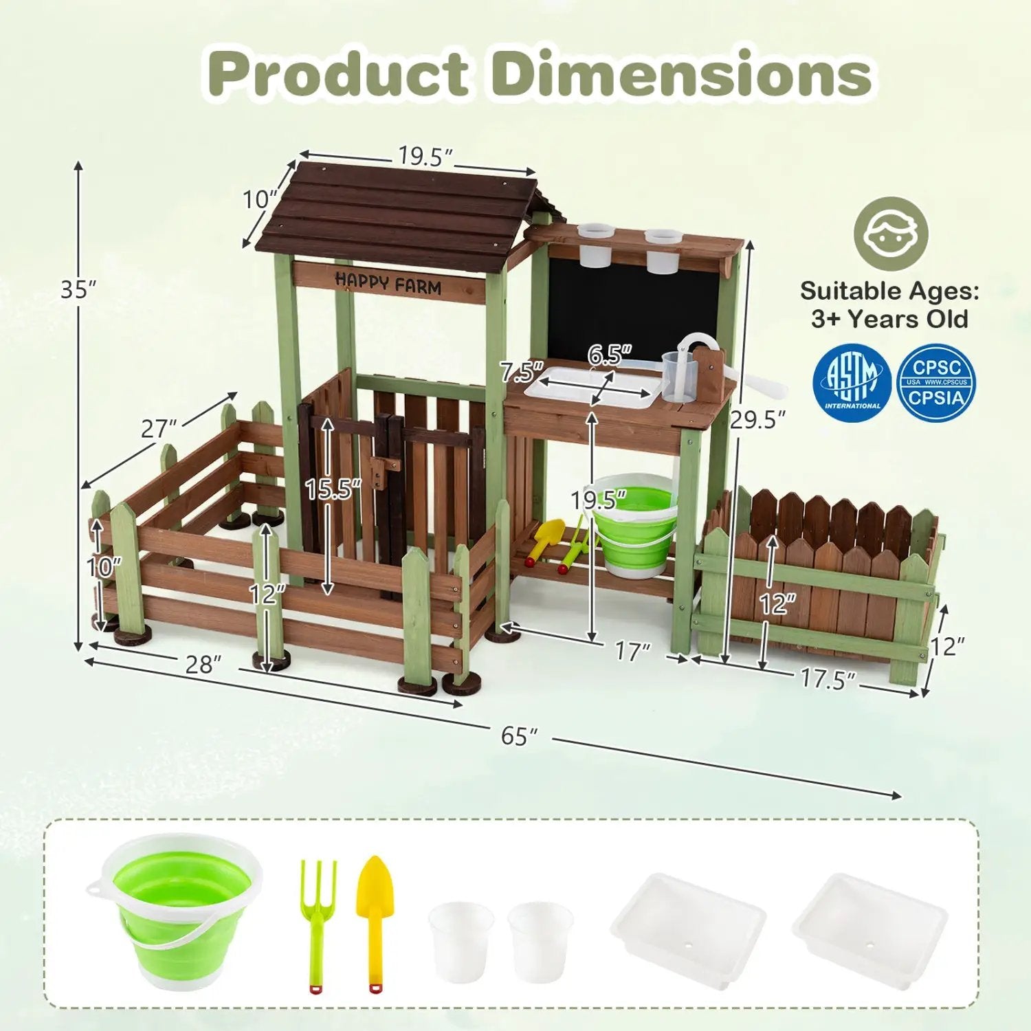 Wooden Mud Farm Playset with Planter Box and Water Pump by DirectDeals