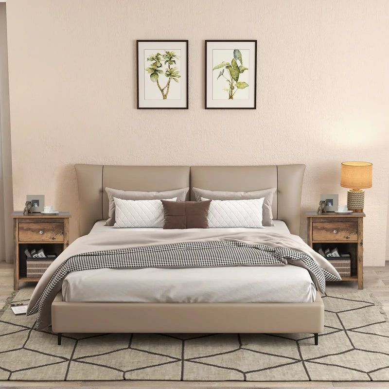 Wooden Nightstand with Slide-out Drawer and Open Shelf by DirectDeals