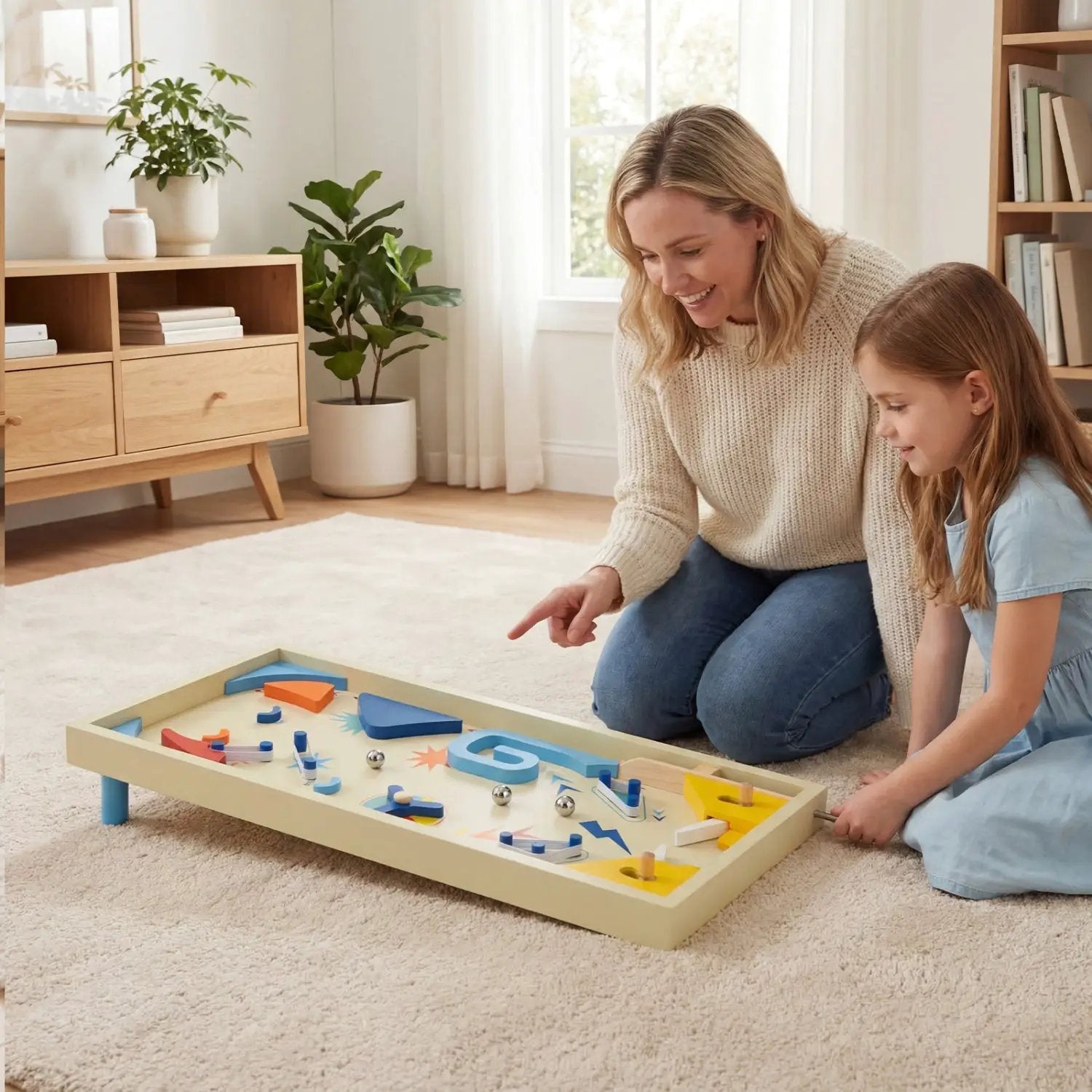 Wooden Pinball Machine with 3 Balls for Kids 8+ and Adults by DirectDeals