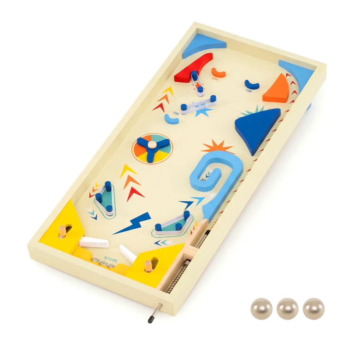 Wooden Pinball Machine with 3 Balls for Kids 8+ and Adults by DirectDeals
