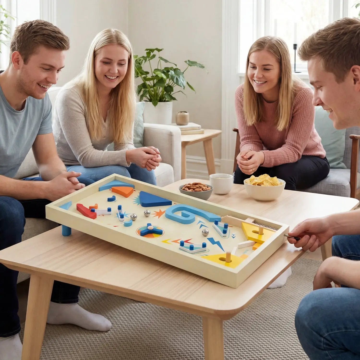 Wooden Pinball Machine with 3 Balls for Kids 8+ and Adults by DirectDeals