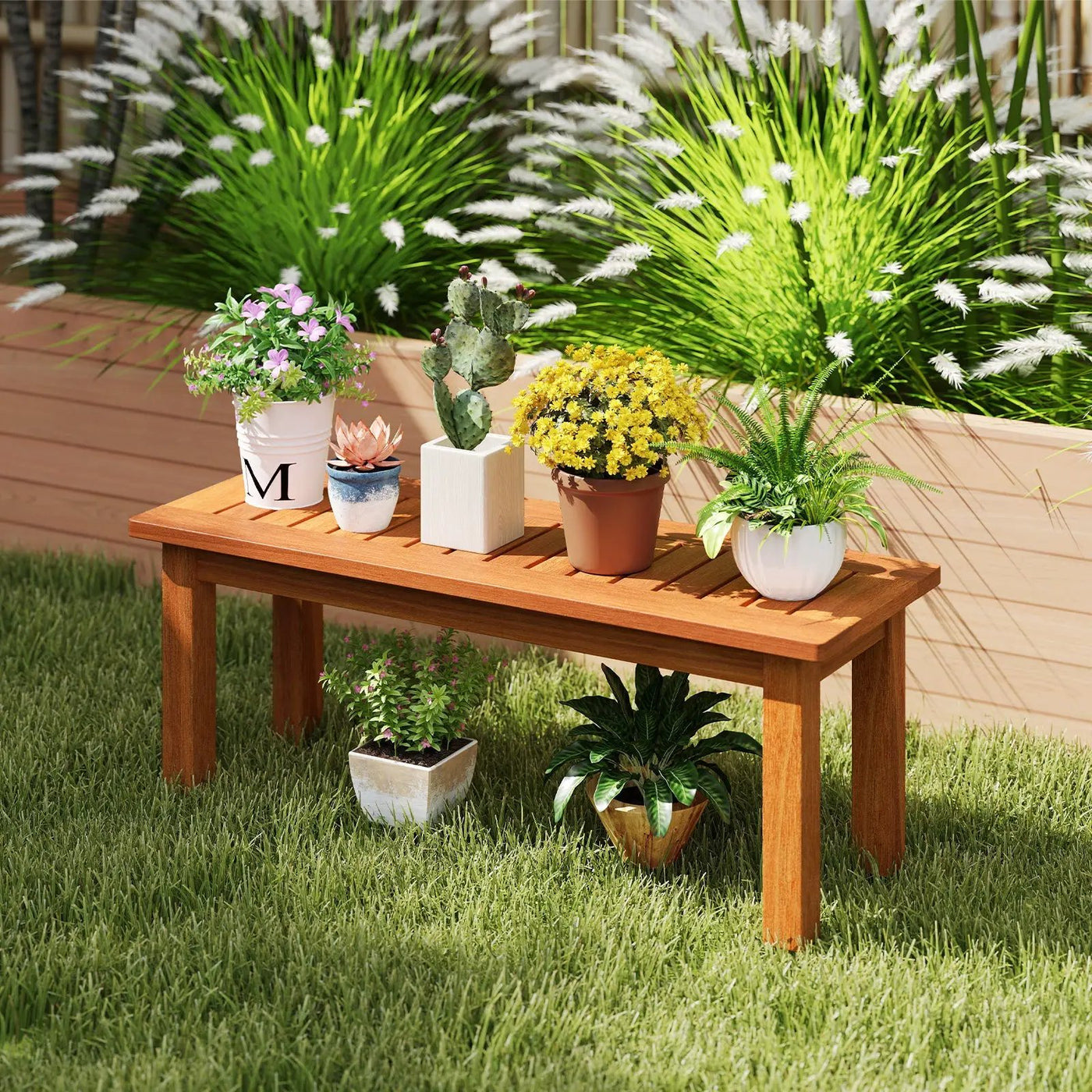 Wooden Plant Stand Outdoor Indoor Solid Wood Flower Pot Holder Display Shelf by DirectDeals