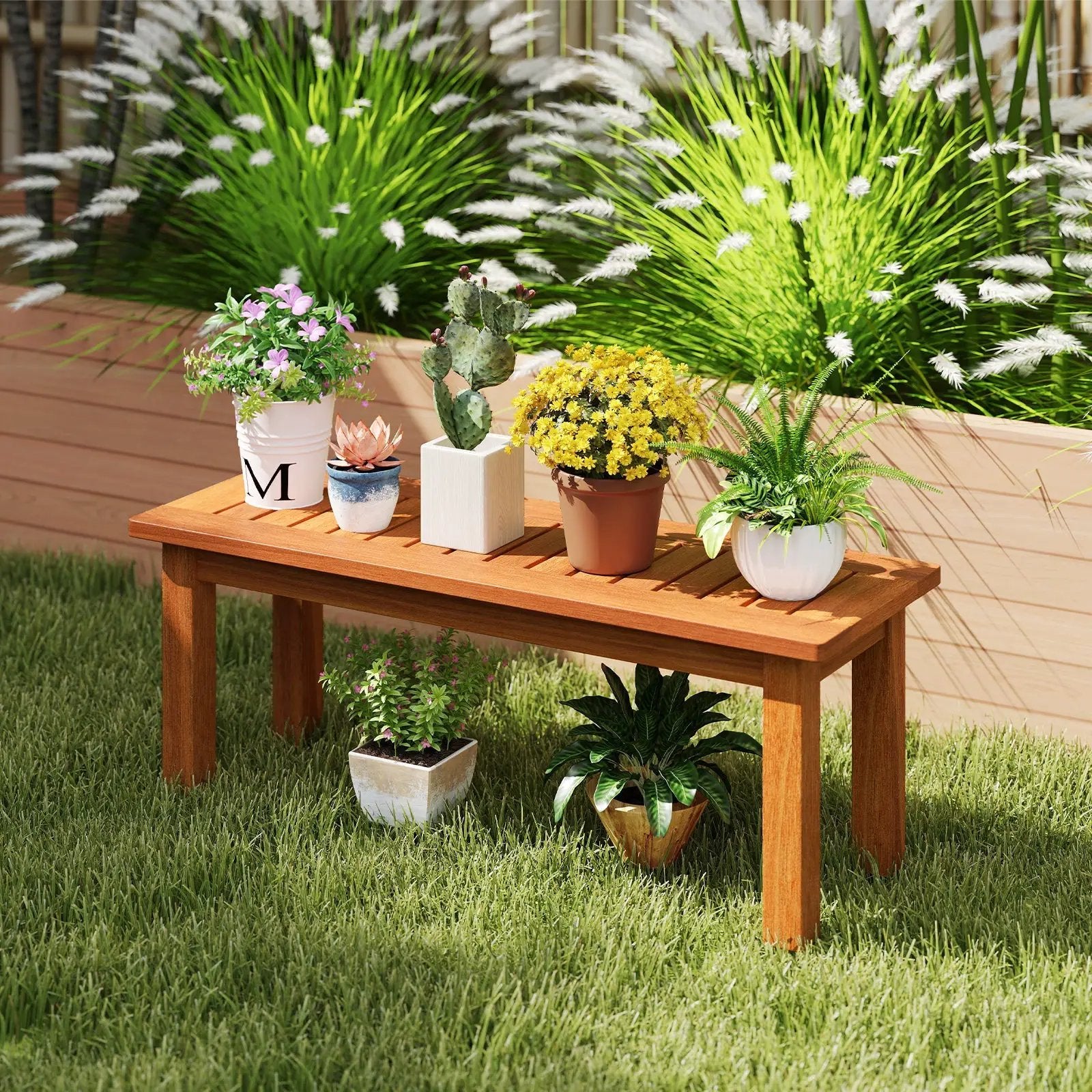 Wooden Plant Stand Outdoor Indoor Solid Wood Flower Pot Holder Display Shelf by DirectDeals