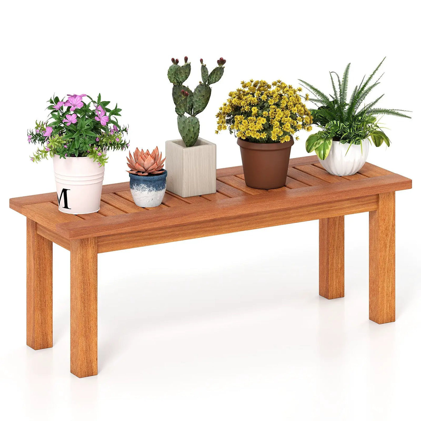 Wooden Plant Stand Outdoor Indoor Solid Wood Flower Pot Holder Display Shelf by DirectDeals