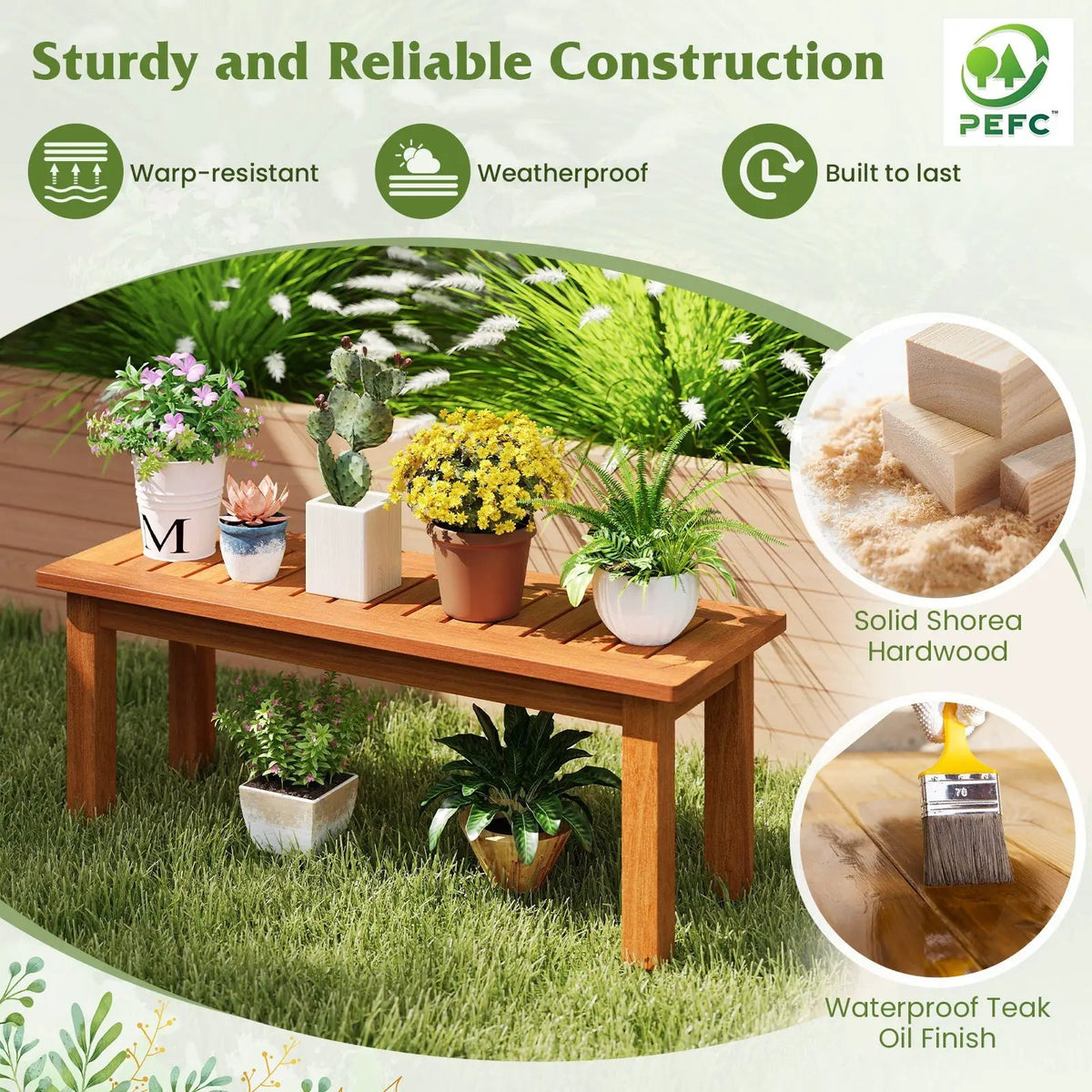 Wooden Plant Stand Outdoor Indoor Solid Wood Flower Pot Holder Display Shelf by DirectDeals