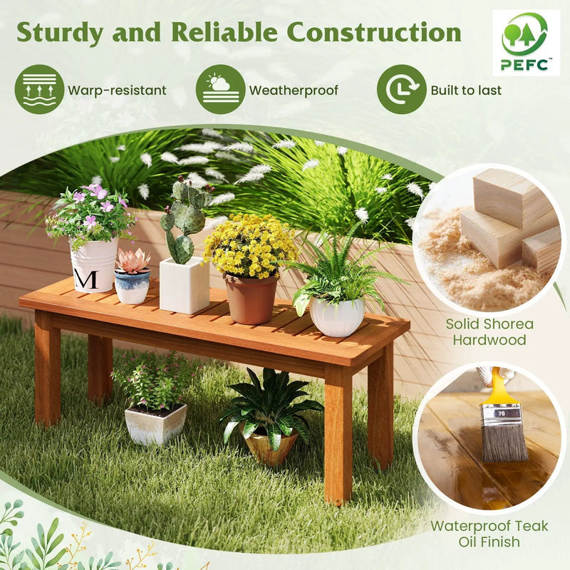 Wooden Plant Stand Outdoor Indoor Solid Wood Flower Pot Holder Display Shelf by DirectDeals