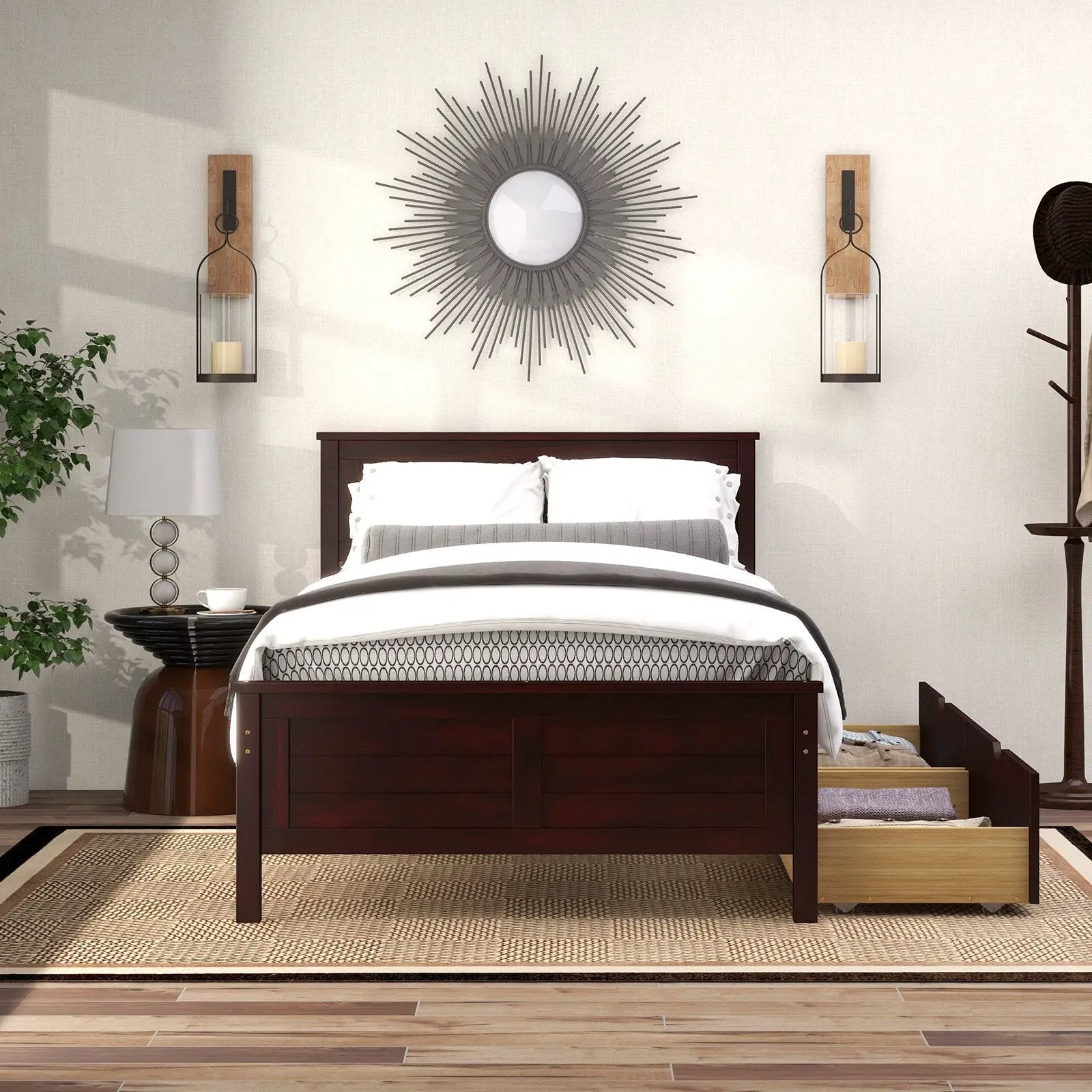 Twin Size Bed Frame with Storage Drawers by DirectDeals