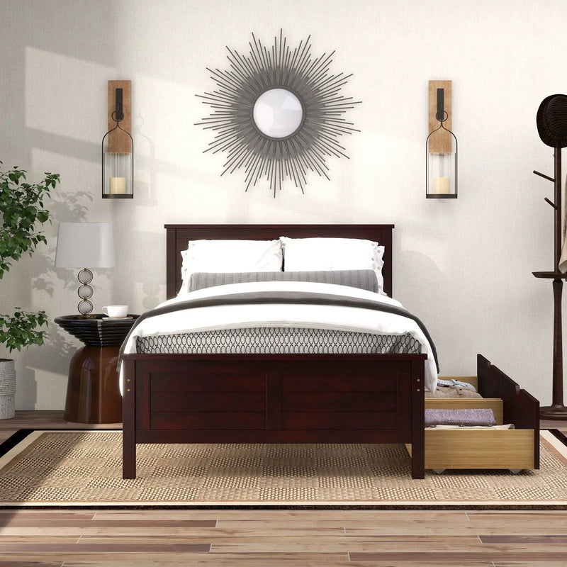 Twin Size Bed Frame with Storage Drawers by DirectDeals