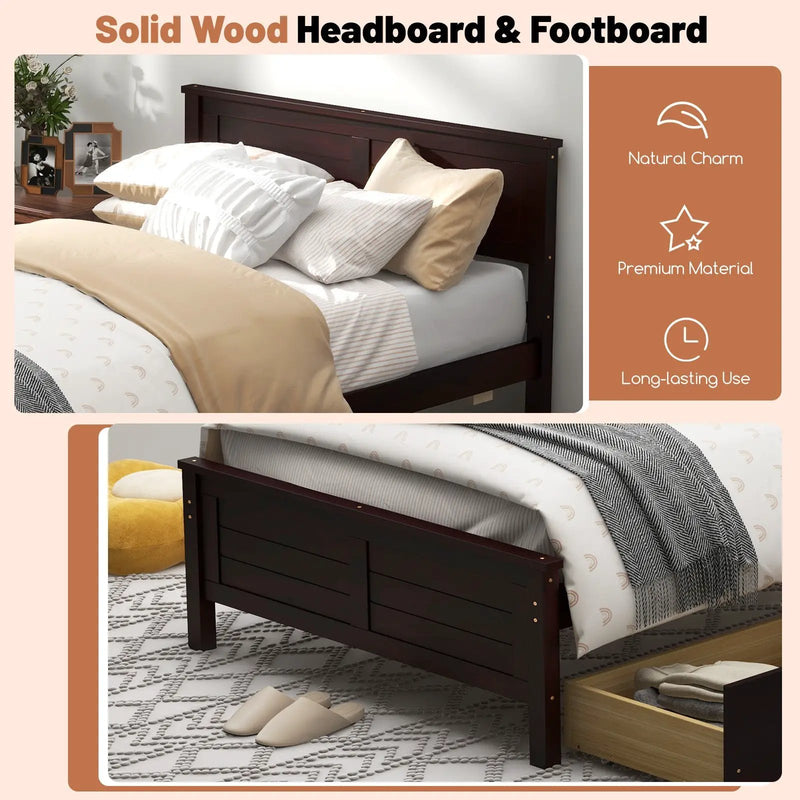Twin Size Bed Frame with Storage Drawers by DirectDeals