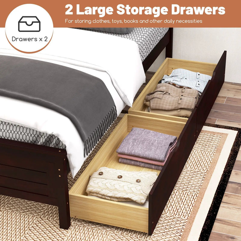 Twin Size Bed Frame with Storage Drawers by DirectDeals