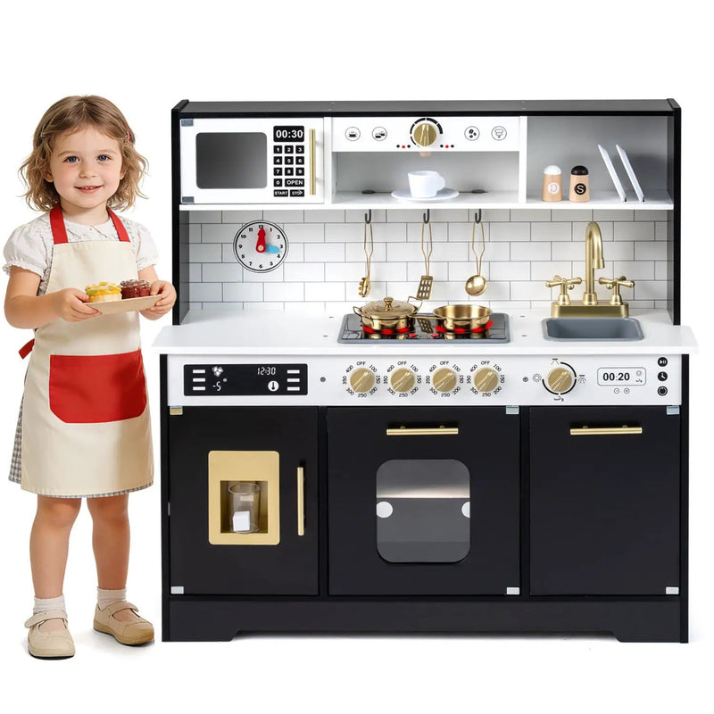 Wooden Play Kitchen for Kids with Realistic Lights and Sounds by DirectDeals